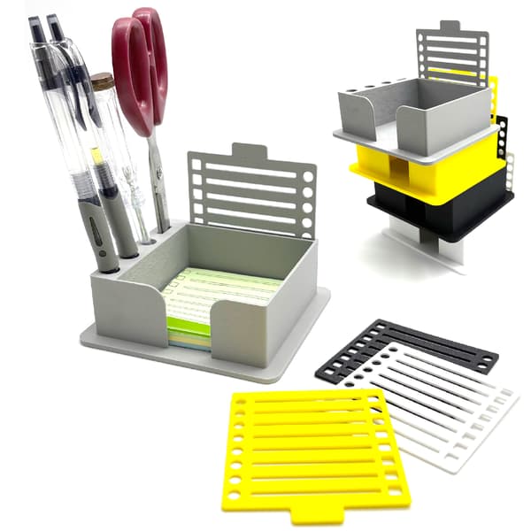 Post-It Note Skabelon Opbevaringsboks Penneholder - Hvid
