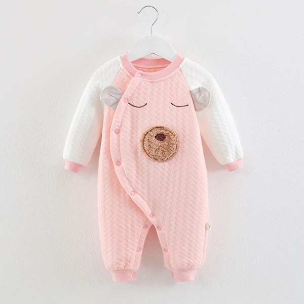 Nyfödd babypojke kläder bomullsset gentleman kostym bekväm baby jumpsuit mjuk nyfödd romper nyfödd body 0-18 månader Bear-Pink 12M