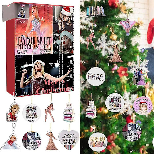 Julefest Taylor Swift The Eras Tour Vedhæng Ornamenter Nøgleringe Adventskalender 24 dages nedtællingskalendergaver