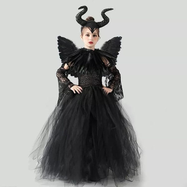 Maleficent-kostyme for jenter, heks og demon M