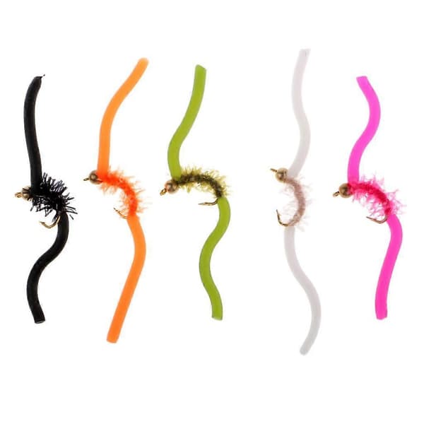 5 stk San Juan Squirmy Wormy Ørred Orm Flue Sortiment Fluefiskeri Pakke 1 Pack 1 7cm