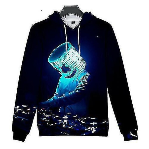 Barn Marshmello Neon Dj 3D-tryckt Hoodie Sweatshirt Tröja Svart Black 110cm (4-5Years)