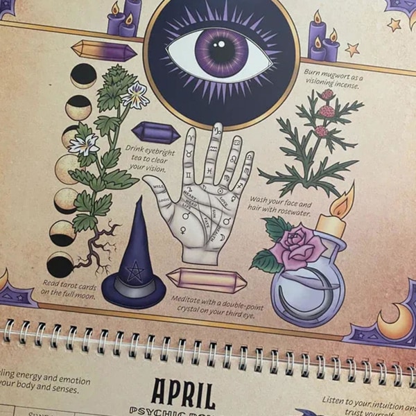 Kalender for et magisk 2024- Vægkalender, praktisk magi til hverdagen