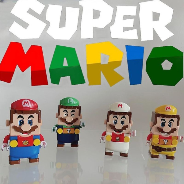 4 stk/parti Nye Super Mario Bros Blokke Luigi Mini byggeklodser Action Legetøjsfigurer Samling Dukker Børn Fødselsdagsgaver 4 stk Ingen æske Fjernbetjening Kontr.
