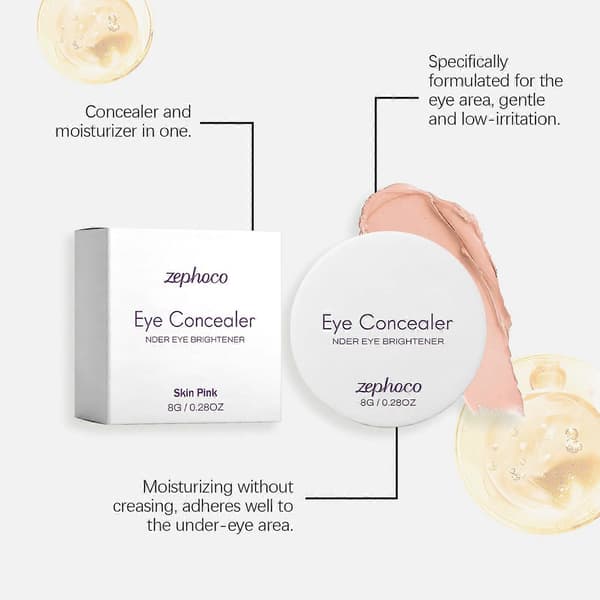 Under Eye Brightener, Concealer Full Coverage for Dark circles, Lightweight Radiant Cream Under Eye Concealer, Long Lasting Smooth Eye Makeup Natural Shade