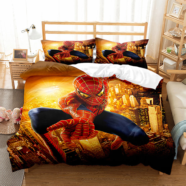 Spiderman 3D digitaltryck tre delar set täcke överkast lakan örngott sängkläder