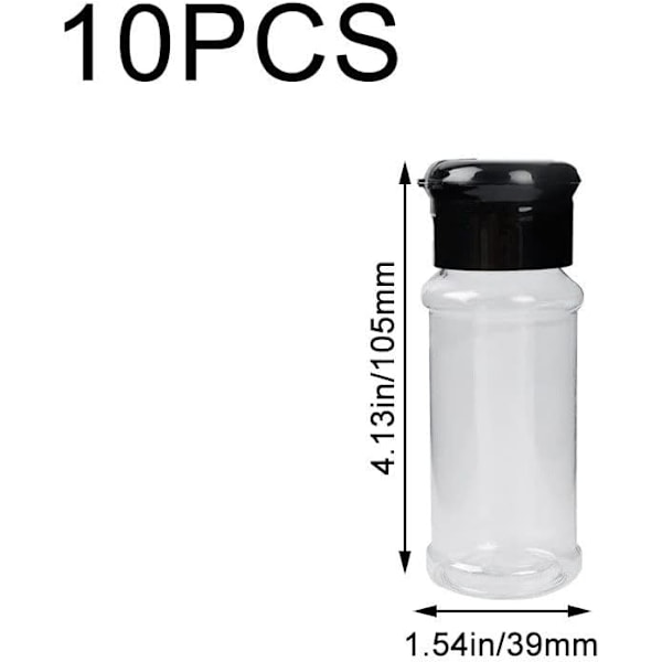 10 kpl Muoviset Maustesarjat 100ml Pyöreä Maustajasäiliö Pullo Läpinäkyvä Maustajasäiliö Keittiön Mausteille Suola Sokeri