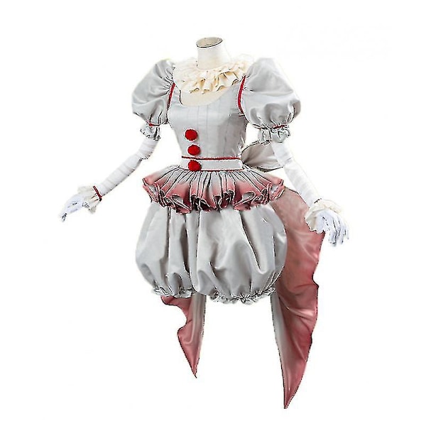 Pennywise Cosplay Kostyme Skrekk Pennywise Klovnekostyme Antrekk for Kvinner Jenter Halloween Karneval Kjole Antrekk XS