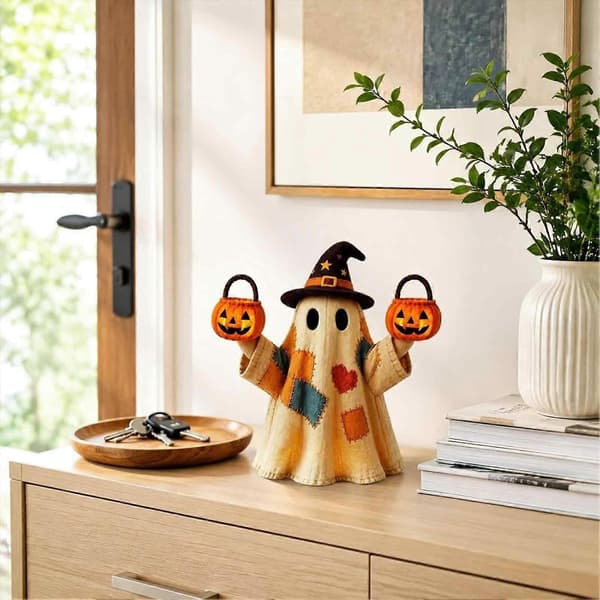 Lysende spøgelsesdukke – Patchwork LED-indretning – til sæsonbestemt Halloween