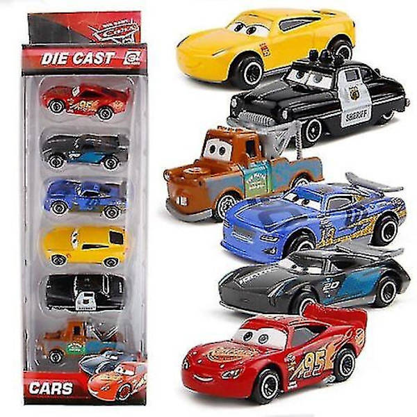 6 st Pixar Cars Lightning Mcqueen Racer Bil Barn Leksakssamling Set Gåvor