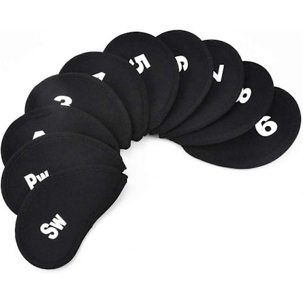 Golf Club Heads Protector Golf Club Iron Head Covers Golf Iron Head Covers with Numbers Letters Pack of 10 Black