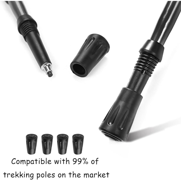 8 stk. Nordic Walking Stick Spidsdæksler, Gummi Polfodbeskyttelse til Vandrestave Asfalt Grus Bjerge Vandreture