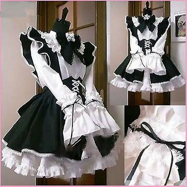 Dame Maid Outfit Anime Kjole Forkle Kjole Lolita Kjole Menn Cafe Kostyme Cosplay Female-L
