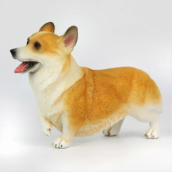 Verklighetstrogen Corgi Hund Djurmodell PVC Solid Figur Skrivbordsprydnad Barnleksak S07 Black Yellow