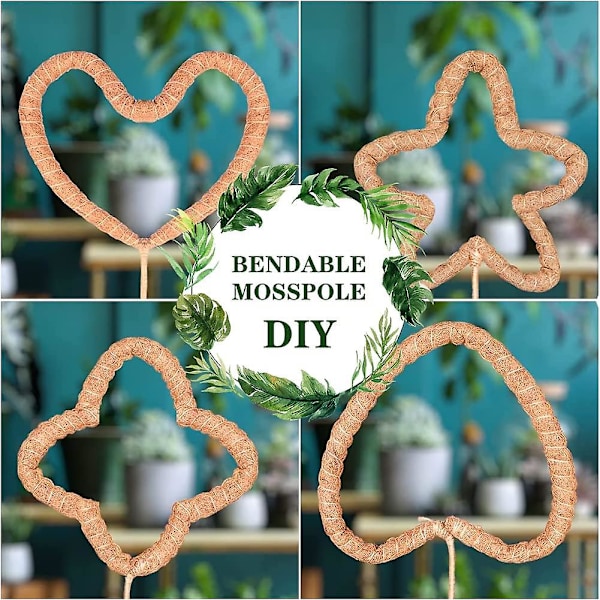 Moss Pinne, Super Stabil & Rotsäker Moss Pinne För Växter Monstera, 135 cm Förlängningsbar Monstera Växtstöd, 4-pack 43 cm Stapelbar Kokosfiber Moss