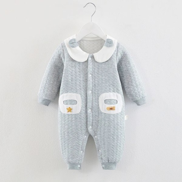 Nyfödd babypojke kläder bomullsset gentleman kostym bekväm baby jumpsuit mjuk nyfödd romper nyfödd body 0-18 månader Grey 12M