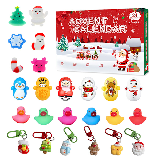 Anka Jul Blind Box Nyckelring Adventskalender Box Pinch Musik Tumbler Nedräkning Blind Box