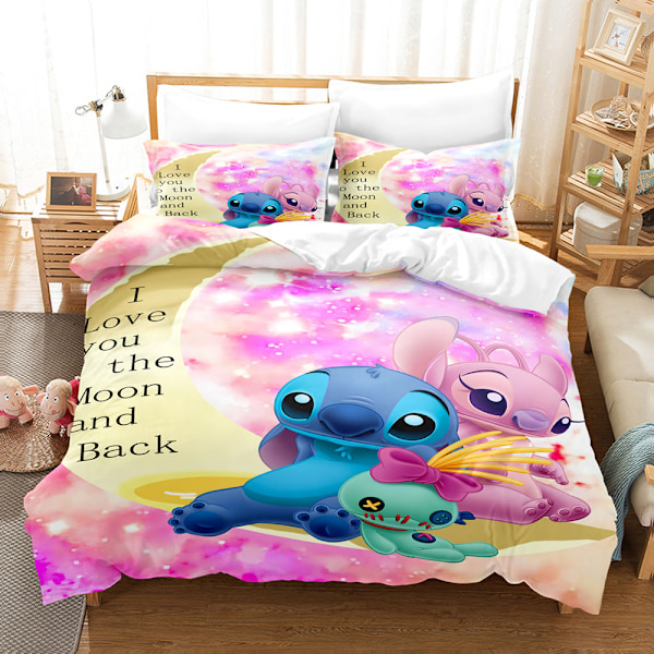 3D digitaalinen painatus kolmiosainen setti söpö piirretty Stitch Tähti ja Vauva sängyn peitto 135*200 tyynyliina 50*75*1