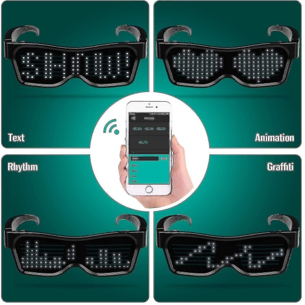 Led Briller Bluetooth App Connected Led Display Smart Glasses Diy Funky Eyeglasses