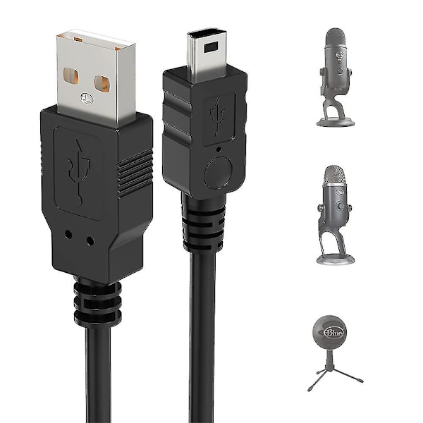 USB Mikrofonkabel for Blue Yeti, 2m Yeti Mikrofon Strømkabel USB A Hann til Mini Dataoverføringskabel Ledning for Blue Yeti USB Mikrofon, Blue Snowball Ic