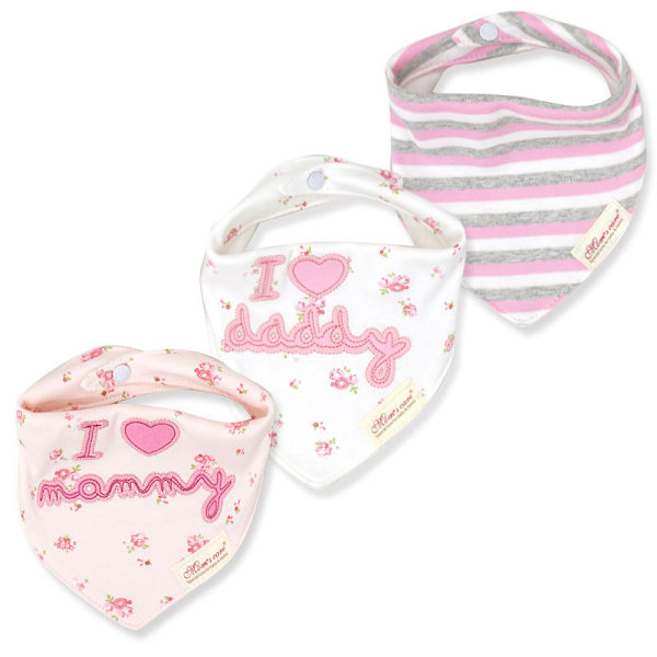 3-pakks Baby Triangle-Smekker Sett Trykte Spyleservietter Spedbarns Fôring Forkle set 4