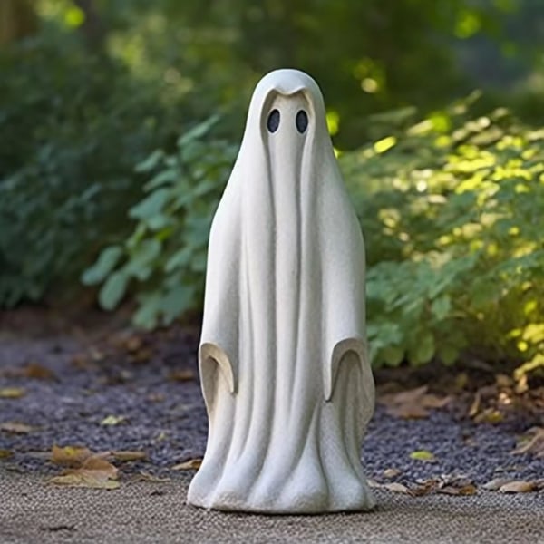 Sød Halloween spøgelsespynt, spøgelsesfigur, spøgelsesstatuedekoration, harpiks spøgelsesfigur for halloween statue, dekoration til Halloween bordplade (B)