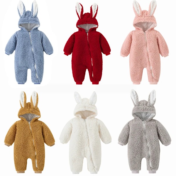 Nyfødt Baby Romper Kaninører Blød Baby Pige Jumpsuit Efterårs Tøj Sæt til 0-12 Måneder Pink 6-9m