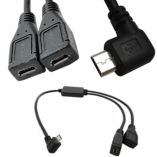 Micro USB 5-pin Y-haaroitinkaapeli, vasen oikea kulma, laturi, datakaapeli A