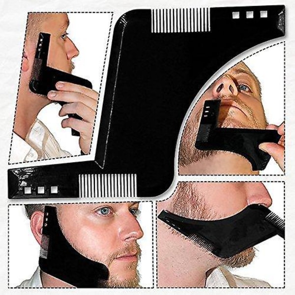2-pak skægformende kam symmetrisk skæg Shaper styling trim skabelon til ansigtshårplejeværktøj Black