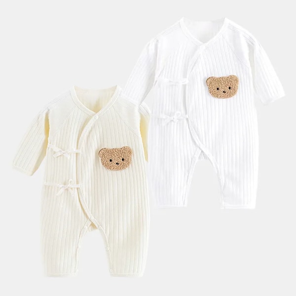 Nyfødt babyklær 100% bomull solid myk baby romper tegneseriebjørn casual klær for gutt og jente cap10 3-6M