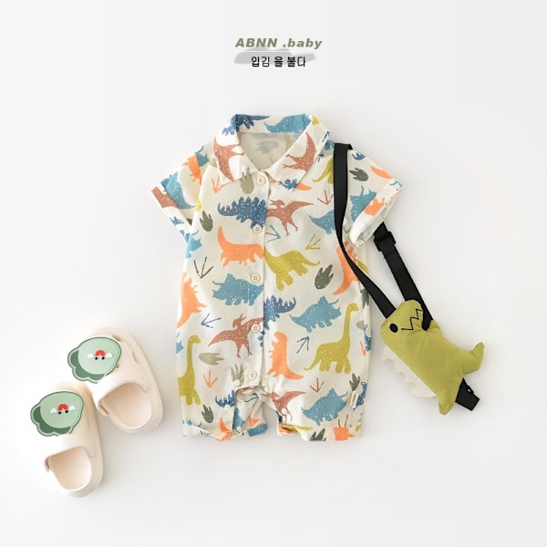 Babytøj Korte Ærmer Dreng Sommer Jumpsuit Nyfødt Tynd Tegneserie Dinosaur Krybende Romper 0-3 År 1 66cm