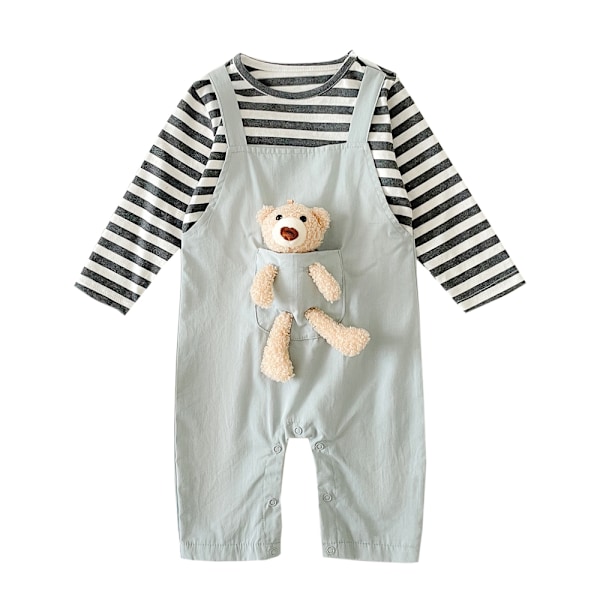 Sanlutoz Baby Piger og Drenge Efterårs Tøj Langærmet Sød Romper Bjørn Bomuld Casual Unisex Romper BRW1164-BL 6-12M