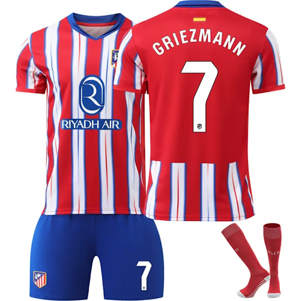 2024-2025 Atlético Madrid Hemma Barn Vuxen Fotbollströja Nr.7 Griezmann S