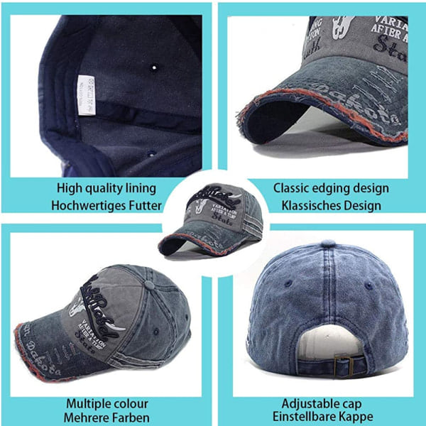 Cap Vintage caps i bomull Unisex Distressed Snapback Trucker Hat