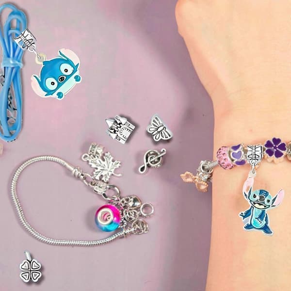 DIY armbåndsfremstillingssæt med Lilo & Stitch-charms og perler