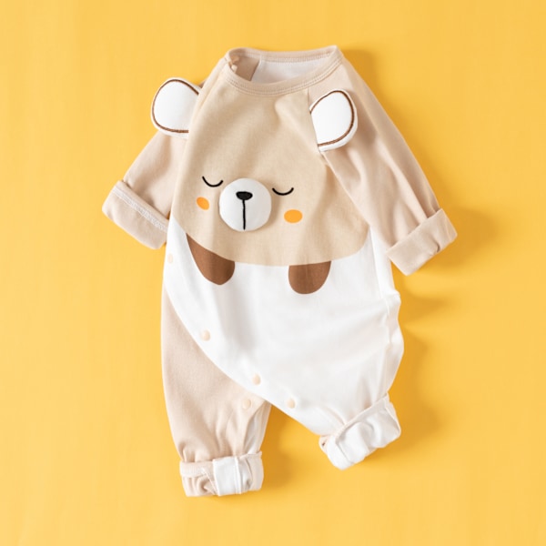 Baby-jumpsuit med lange ermer, ren bomullsbekledning osito cafetero 59cm