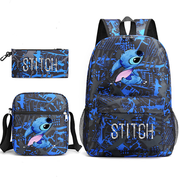 Lilo ja Stitch -reppu miehille ja naisille, suuri kapasiteetti, koululaukku, kevyt kannettava tietokoneen reppu, matkareppu, 3 osaa color8