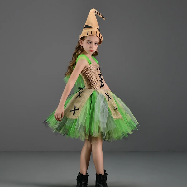 Barn Frankenstein Monster Halloween Kostyme Skrekk Djevel Cosplay Jenteklær Fancy Karneval Fest Tutu Kjole for Barn 1-14 S02 M 4-5Y