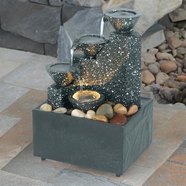 Well Being Invigorating & Revitalising Well Being Bordfontän - Fyra Skålar Zen Feng Shui Inomhusavslappnande Vattenfunktion
