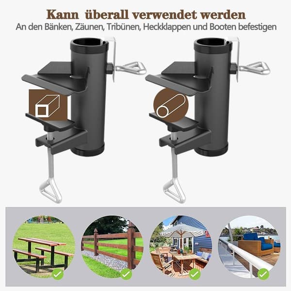 ST (Mat Sort) Parasolfæste, Parasolholder Altan, Parasolfod Balustrade, Parasolfæste Ta