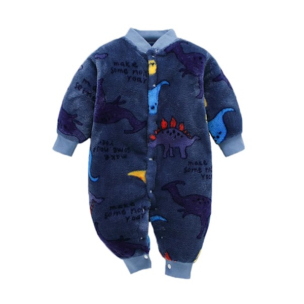 Nyfødt babyklærsett myk babyjentejakke guttejumpsuit flanell baby romper baby jumpsuit klær 0-18 måneder White-dinosaur 6M