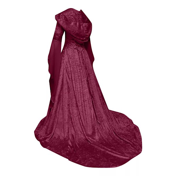 Gotisk Huvad Kläning Brudklänning Cosplay Halloween Claret 5XL