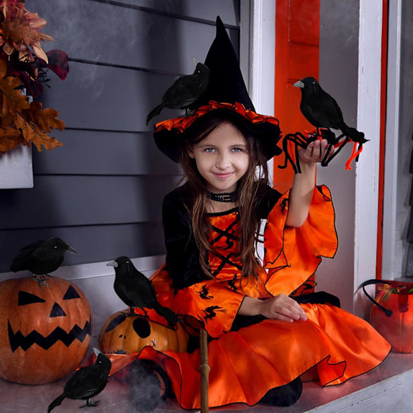 3 kappaletta Halloween-korppeja Teko höyhenkorppeja Realistiset korppi linnut Koristeet Eläin koriste Spooky Musta höyhenkorppi lintu