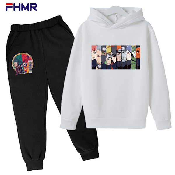 2-delt børnetøj Naruto tegneserieprint plus fløjlstrøje til drenge og piger Harajuku stil gade løs pullover D 110CM