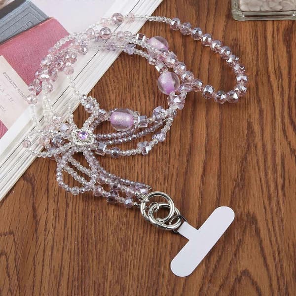 Sløjfeperle Crossbody Telefon Snorrem White