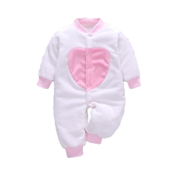 Nyfødt babyklærsett myk babyjentejakke guttejumpsuit flanell baby romper baby jumpsuit klær 0-18 måneder White-Lovely 9M