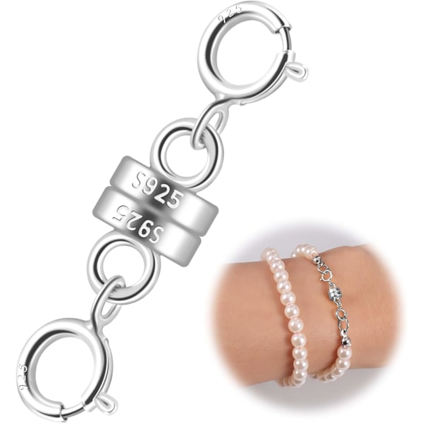 925 Sterling Sølv Halskæde Lås og Lukninger, Sølv Mini Magnetisk Smykke Lås Konnektor til Armbånd Kæde Forlænger, Sølvfarvet