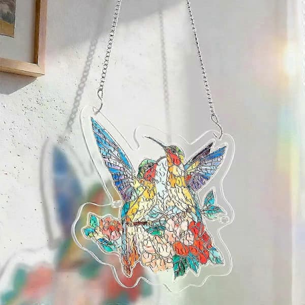 Vårfugler Glassmaleri Solfanger, DIY Vinduskunstpuslespill med Flere Design E