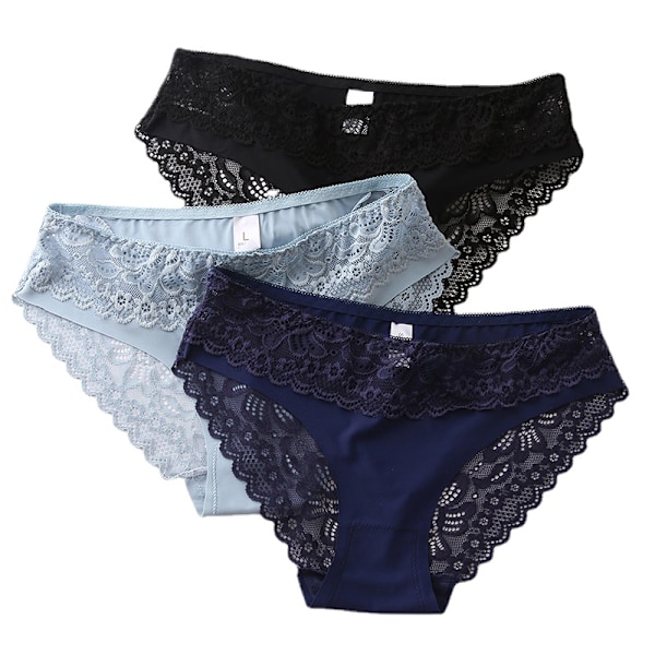 Damer Sexy Blondertrusser Tynde Åndbare Lingeri 3 Stk/Sæt set 1  3pcs M
