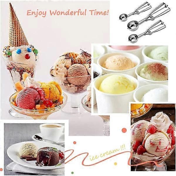 Iskrem scoop, 3-delt Cookie Scoop Sett, Rustfritt stål Ice CDQ
